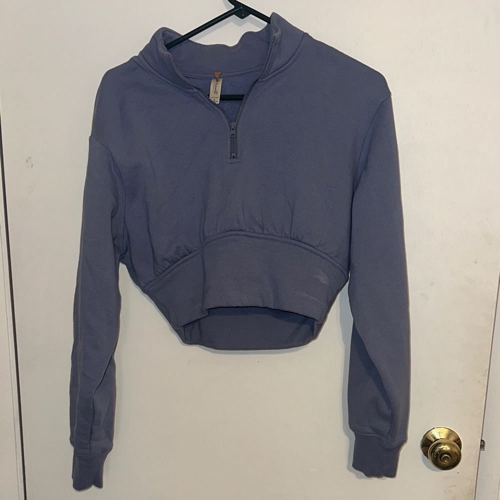 LA Hearts Blue Quarter-Zip Crop Sweatshirt